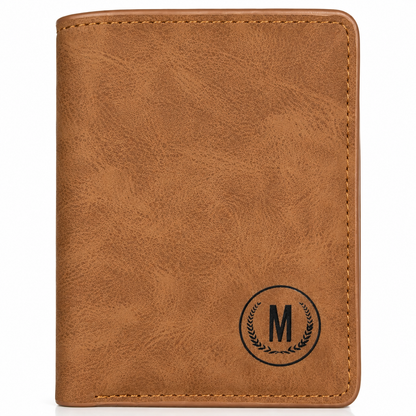 Men’s Premium Bifold Wallet – Stylish Leather-Style M Logo Wallet